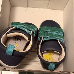 Ten Little Toddler Navy and Teal Shoes Size 4